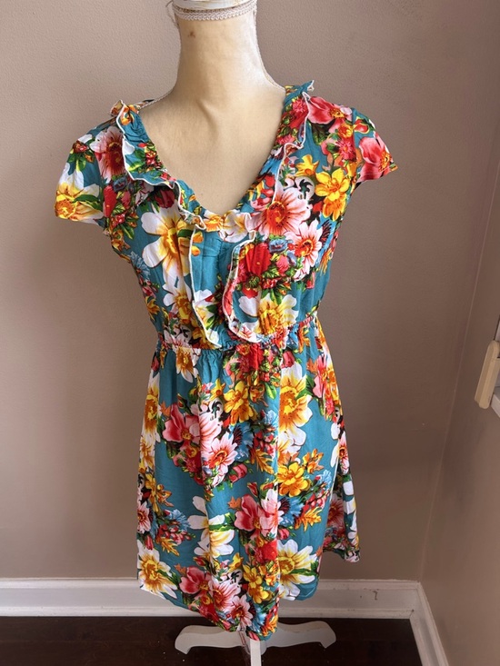 Dresses & Skirts - New Womens Floral Print Ruffle Dress Sz M Multicolor Sleeveless 4125